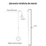Brinco De Prata 925 Corrente Bolinha 9cm - Imagem 4