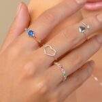 Anel De Prata 925 Zircônia Redonda Azul Escuro E Coloridas - Imagem 3