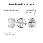Brinco De Prata 925 Zircônia Oval Cristal 7,0 mm - Imagem 3