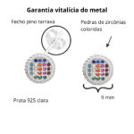 Brinco De Prata 925 Redondo Zircônias Coloridas 9mm - Imagem 3