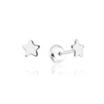 Brinco De Prata 925 Tarraxa Baby Estrela Liso 5 Mm