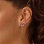 Brinco De Prata 925 Argolinha Corações Com Zircônias Rubi 1,1 cm - Imagem 3