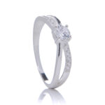 Anel De Prata 925 Solitário Aro Duplo Trançado