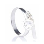 Anel De Prata 925 Com Plaquinha E Zircônia Coração