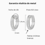 Brinco Argola Arredondada Duas Fileiras Zircônia Cristal 1,4cm - Imagem 3
