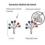 Brinco De Prata 925 Árvore Da Vida Colorido - Imagem 4
