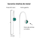 Brinco De Prata 925 Gancho Ponto De Luz Zircônia Azul Turmalina 2,5cm - Imagem 3