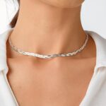 Choker de prata 925 trançada 3 fios - vários tamanhos - Imagem 2