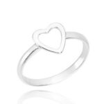 Anel De Prata 925 Coração Vazado