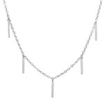 Choker De Prata 925 Com Pingentes Palito Liso 40 cm