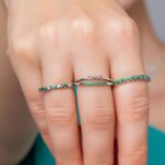 Anel De Prata 925 Aro Duplo Love Verde - Imagem 3