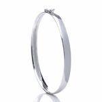 Bracelete de prata 925 oval liso fio meia cana grosso 6 mm com fecho trava