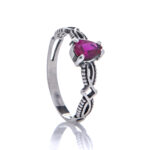 Anel De Prata 925 Zircônia Rubi Gota