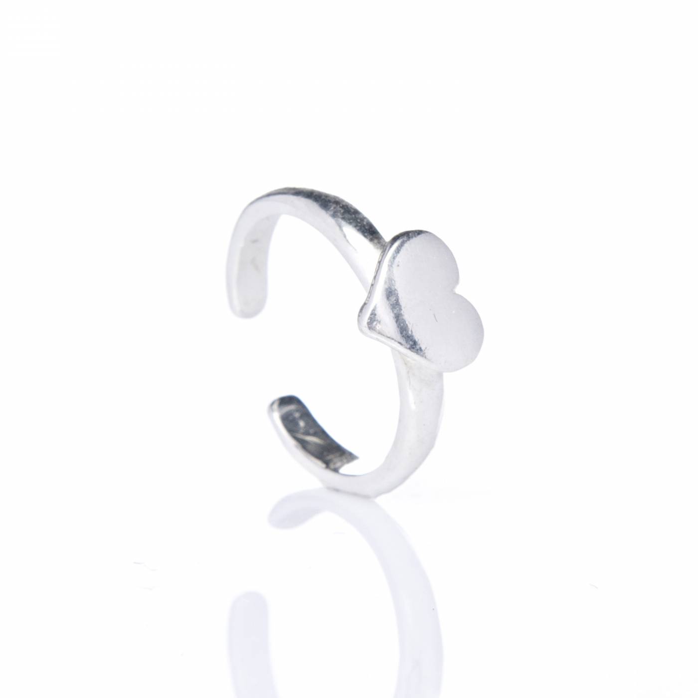 anel-de-prata-falange-ajustavel-coracao-liso Anel De Prata 925 Ponta De Dedo Coração - Imagem 1