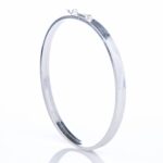 Bracelete de prata 925 oval liso fio quadrado grosso 5 mm com fecho trava