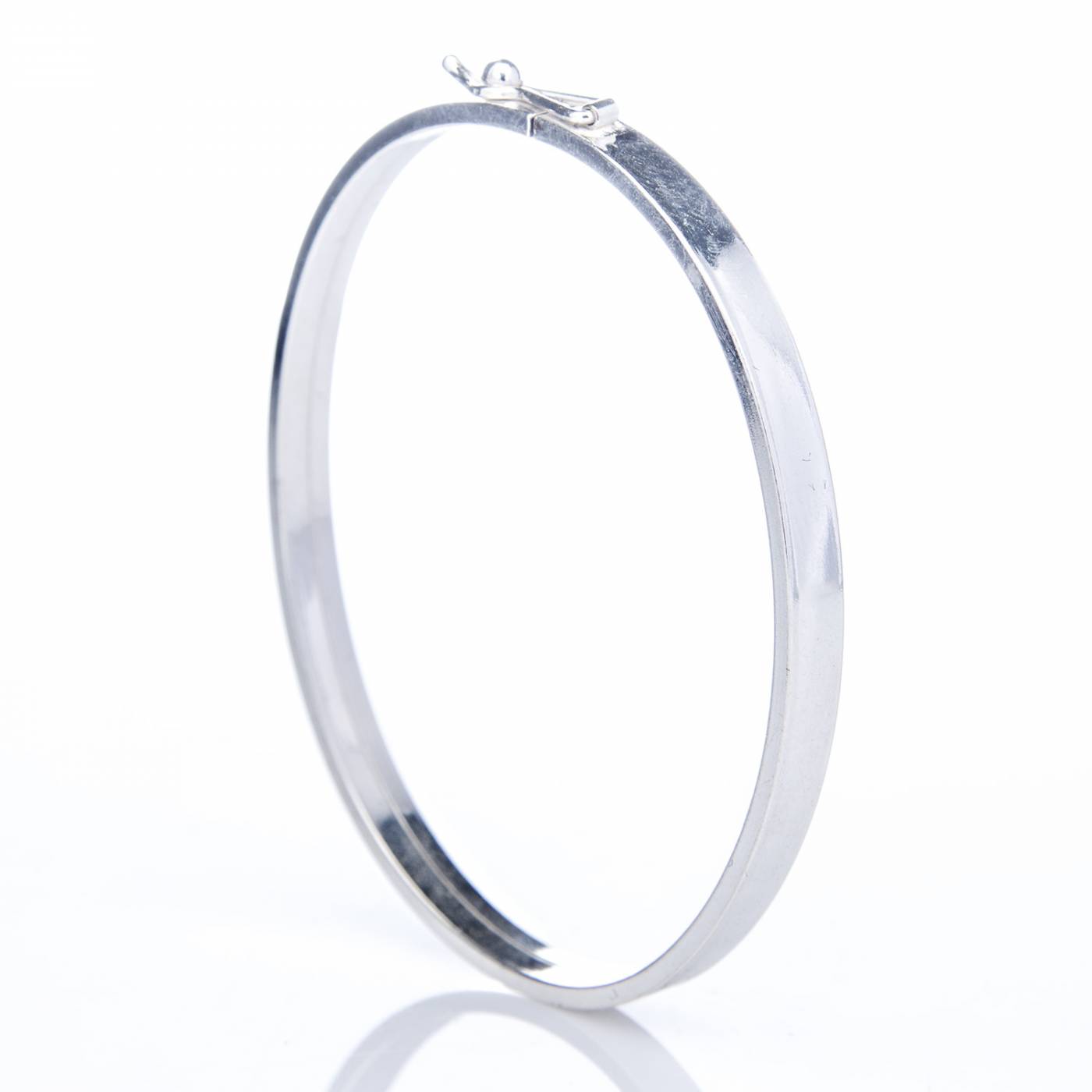 bracelete-de-prata-oval-fio-quadrado-grosso Bracelete de prata 925 oval liso fio quadrado grosso 5 mm com fecho trava - Imagem 1