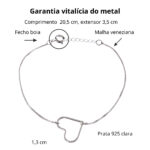 Pulseira De Prata 925 Charm Coração Vazado - Imagem 3