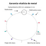 Tornozeleira De Prata 925 Bolinhas Coloridas - Imagem 2