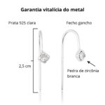 Brinco De Prata 925 Gancho Ponto De Luz Zircônia Cristal 2,5cm - Imagem 3