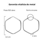 Brinco de prata 925 argola sextavada 3,5 cm - Imagem 5