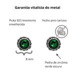 Brinco De Prata 925 Zircônia Redonda Verde 8,0mm - Imagem 2
