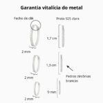 Trio de brincos de argola em prata 925 com zircônias brancas fino - Imagem 3