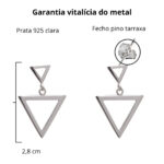 Brinco De Prata 925 Dois Triângulos Vazados 2,8 cm - Imagem 3