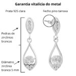 Brinco de prata 925 gota vazada delicado com ponto de luz 2,9cm - Imagem 3