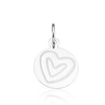 Pingente de prata 925 mini placa redonda coração