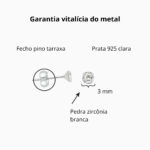 Brinco De Prata 925 Zircônia Redonda 3 mm - Imagem 4