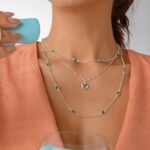 Colar De Prata 925 Tiffany Zircônias Azul 45 Cm - Imagem 2