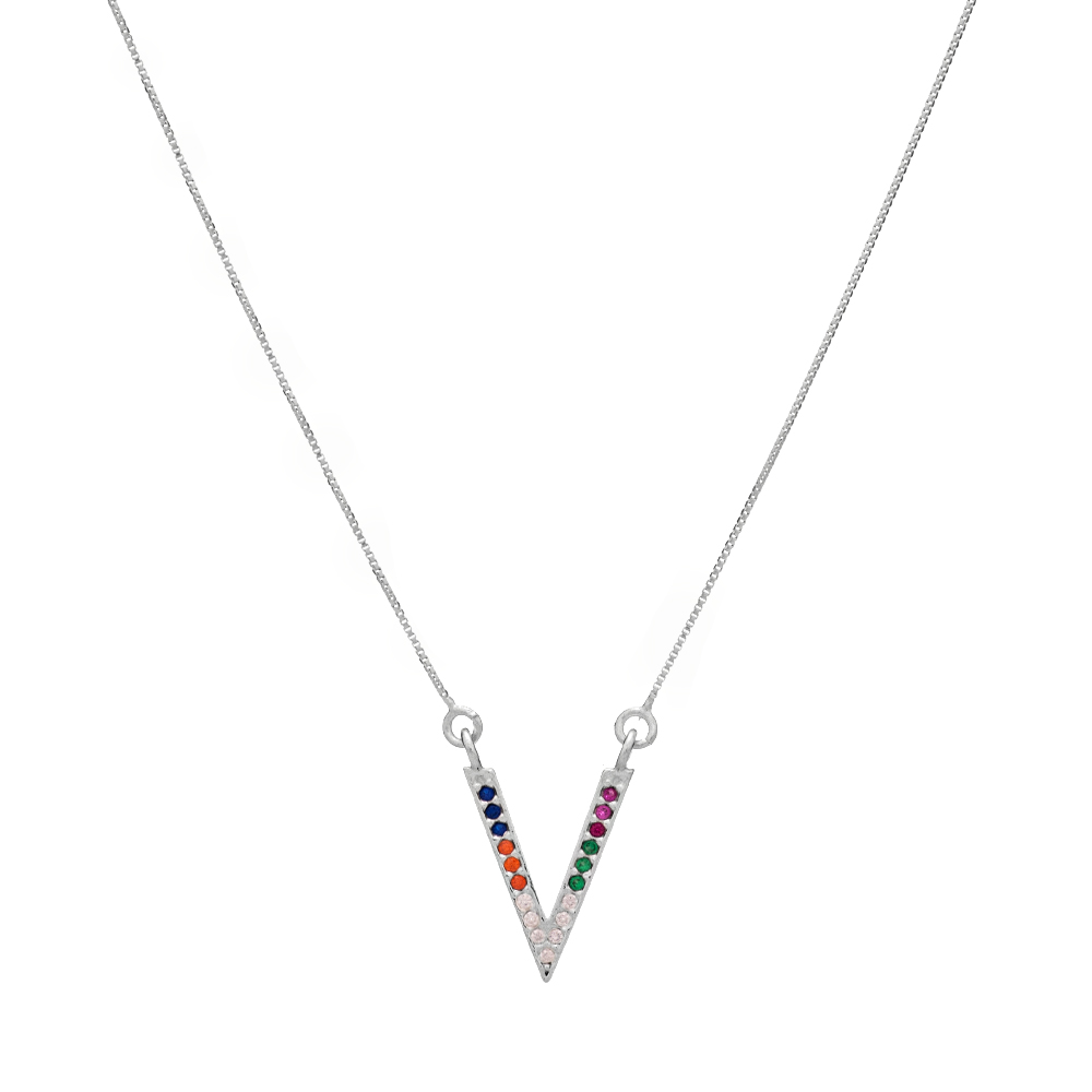 56a2ba59e344eb3e29d9fb03c7de8fb1.jpg Colar de prata 925 geométrico v zircônia colorida 45 cm - Imagem 1
