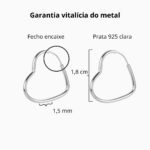 Brinco De Prata 925 Argola Coração Pp Liso 1,8 Cm - Imagem 4