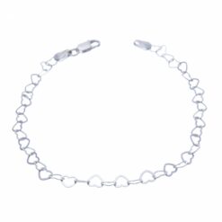 Pulseira De Prata 925 Elos Mini Corações