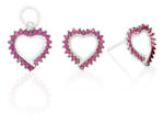 Conjunto De Prata Coração Zircônias Rubi
