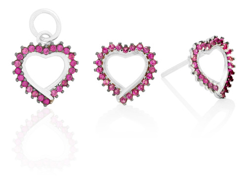 6473048246ee8810a5c7cec7d41873aa.jpg Conjunto De Prata Coração Zircônias Rubi - Imagem 1