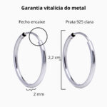 Brinco de prata 925 argola fio redondo liso 2,2 cm - Imagem 3