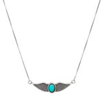 Colar de prata 925 boho envelhecido asa turquesa 45 cm