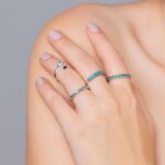 Anel De Prata 925 Rendado Zircônias Azul Turquesa - Imagem 2