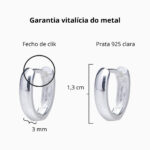 Brinco de prata 925 argola oval lisa 1,3 cm - Imagem 4