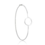 Bracelete de prata 925 oval liso círculo vazado com fecho trava