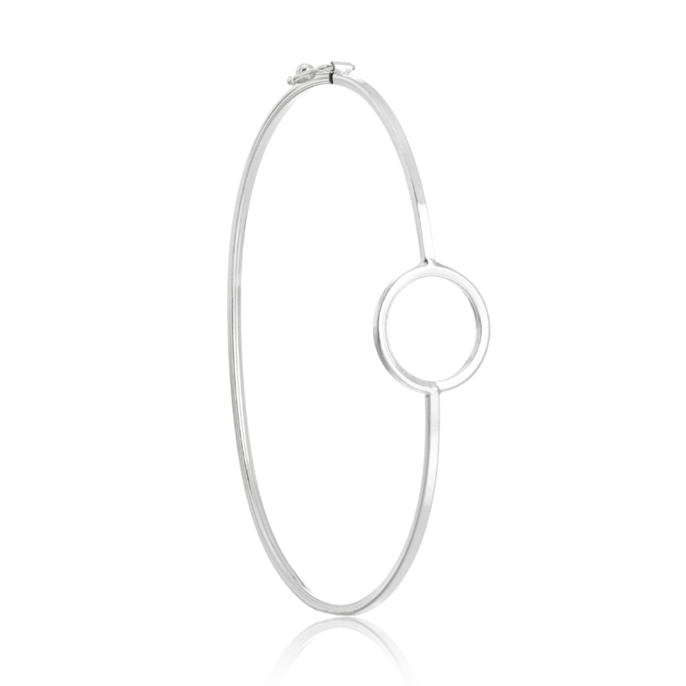 7809f64ea62d268c7fdb34308bb08cfb.jpg Bracelete de prata 925 oval liso círculo vazado com fecho trava - Imagem 1