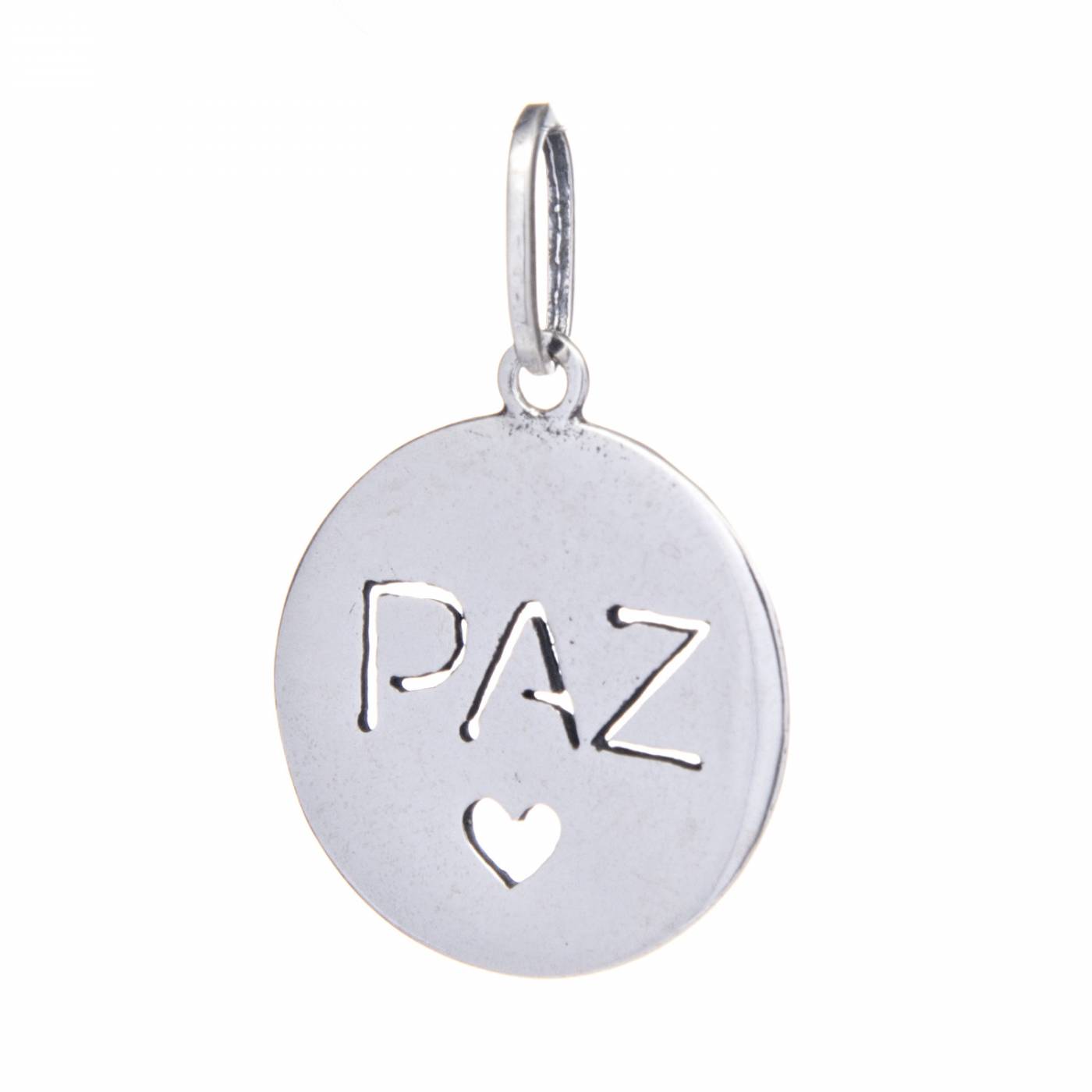 8 Pingente De Prata 925 Redondo Paz - Imagem 1