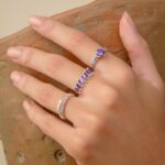 Anel De Prata 925 Solitário Zircônia Ametista - Imagem 3