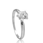 Anel De Prata 925 Solitário Gota Zircônia