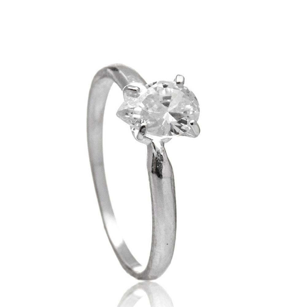 anel-de-prata-solitario-gota-zirconia-2 Anel De Prata 925 Solitário Gota Zircônia - Imagem 1