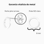 Brinco De Prata 925 Círculo Vazado 8mm - Imagem 3