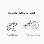 Brinco De Prata 925 Pequeno Três Estrelas Ligadas 1,1 Cm - Imagem 3