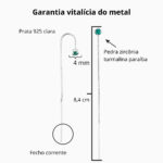 Brinco De Prata 925 Corrente Zircônia Azul Turmalina 8,4cm - Imagem 4
