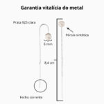 Brinco De Prata 925 Corrente Com Pérola 8,4 Cm - Imagem 4